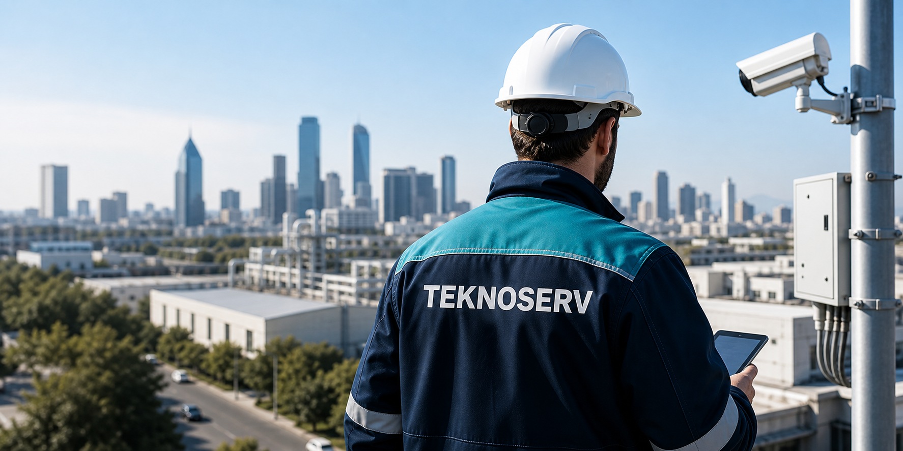 Teknoserv markalı iş kıyafetiyle saha operasyonunu temsil eden teknik personel görseli