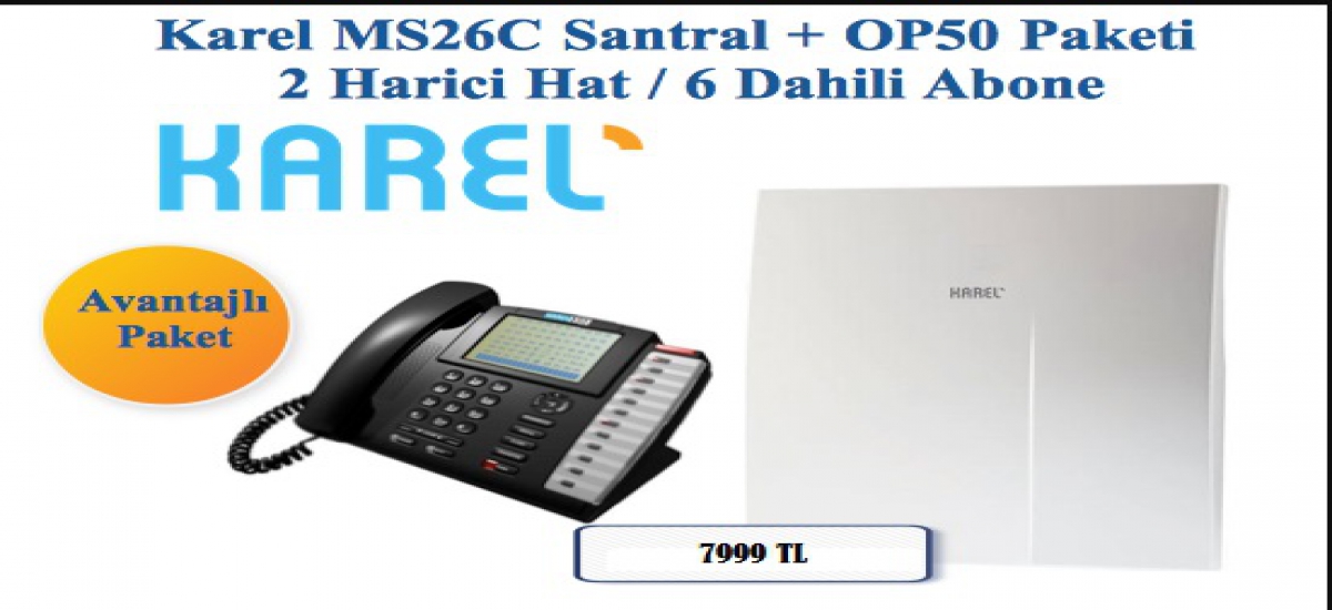 Karel MS26C 2/6 Santral + OP50 Konsol Paketi